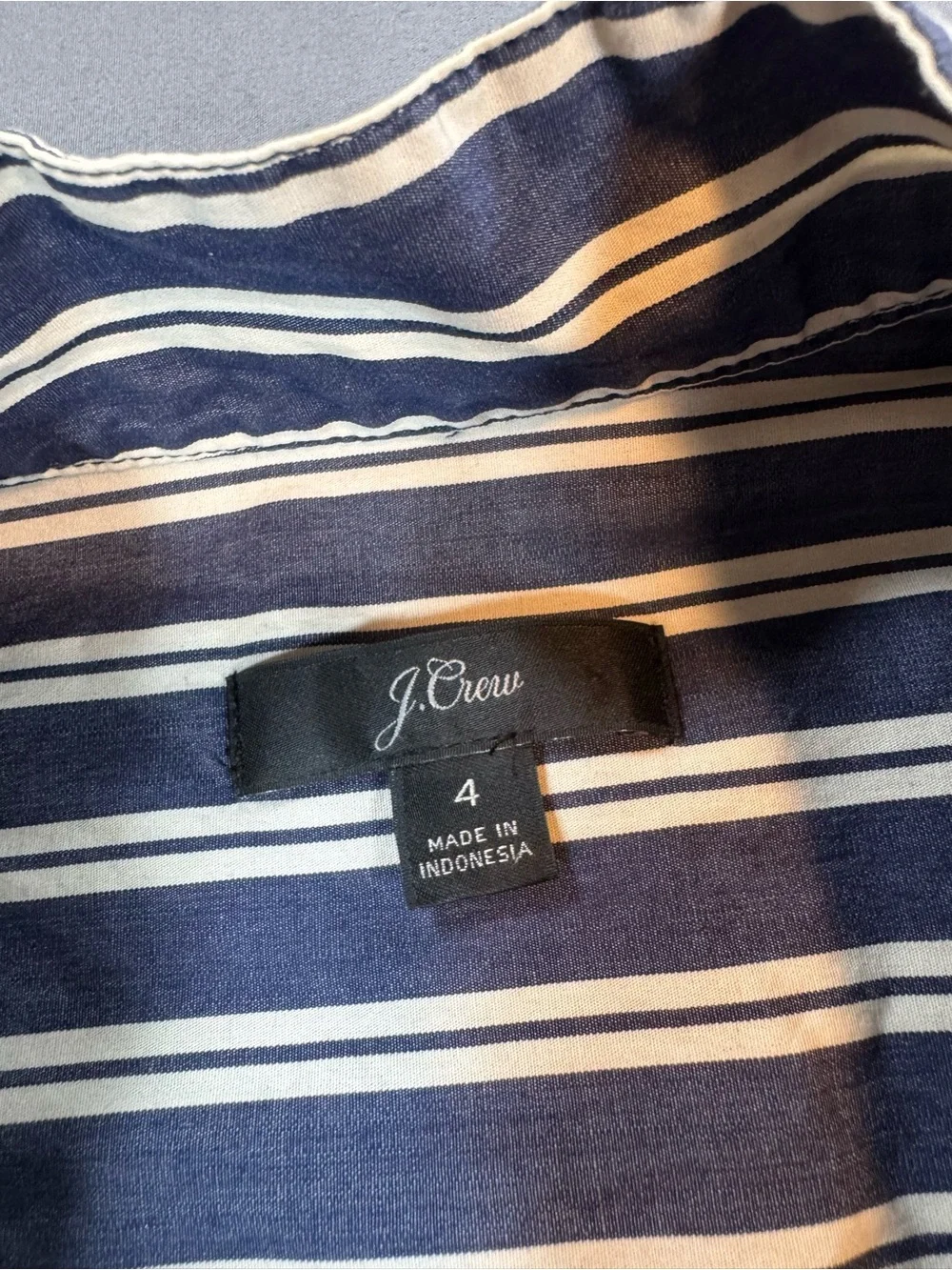 J. Crew Navy and White Striped Shirt Size 4 Coastal Preppy Minimalist - Picture 3 of 6